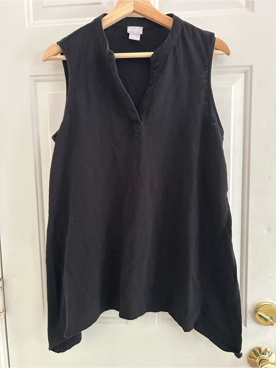 Chico's Tops - Chico's Black Sleeveless Split V Tunic Tank